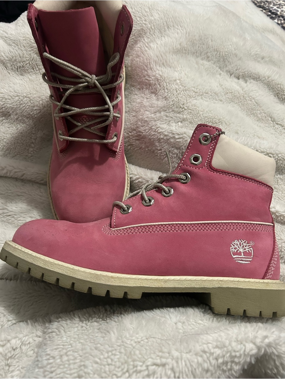 Timberland Pink Lace-Up Women's Nubuck Boots